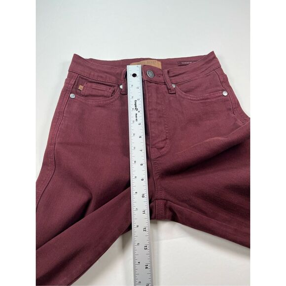 Judy Blue JB88752 Eva Garment Dyed High Rise Wide Leg Jeans Size 0/24 Maroon - Picture 7 of 9